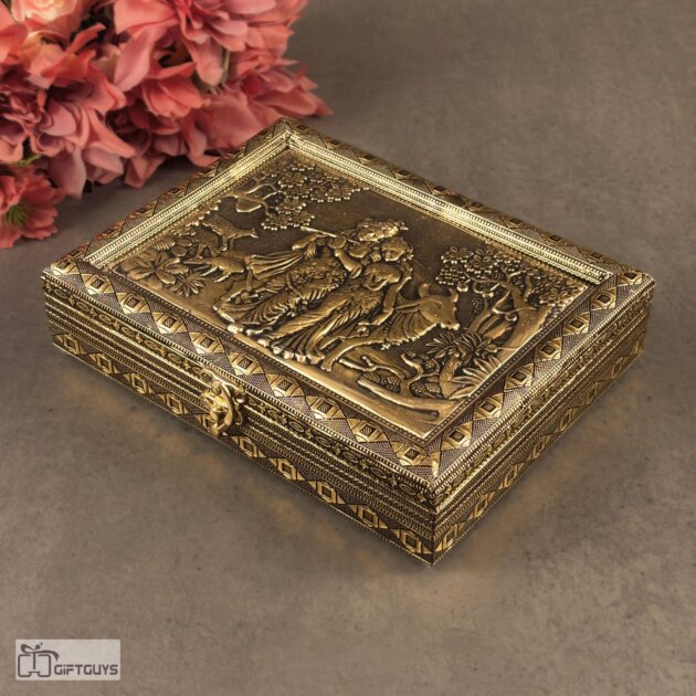 Antique Radha Krishna Dry Fruit Box | Decorative Gift Box for Festive Gifting