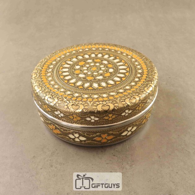 Handcrafted Meenakari Steel Box – 7 Inch Decorative Storage Container