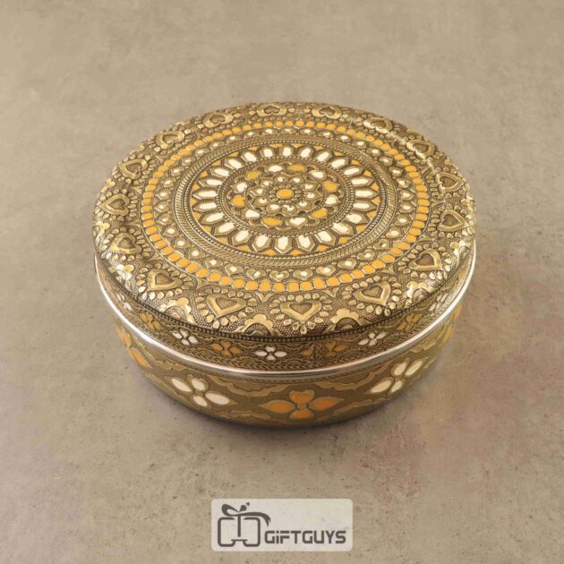 Handcrafted Meenakari Steel Box – 8 Inch Decorative Storage Container