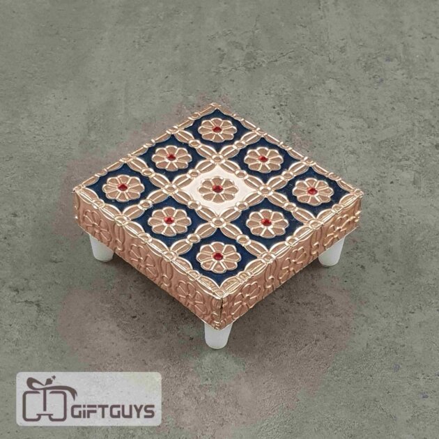 Copper Finished Blue Meenakari Bajoth 3 x 3
