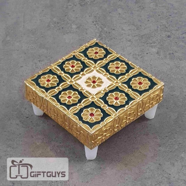 Golden Finished Blue Meenakari Bajoth 3 x 3