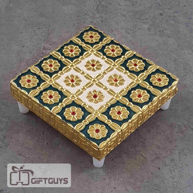 Golden Finished Blue Meenakari Bajoth 4 x 4