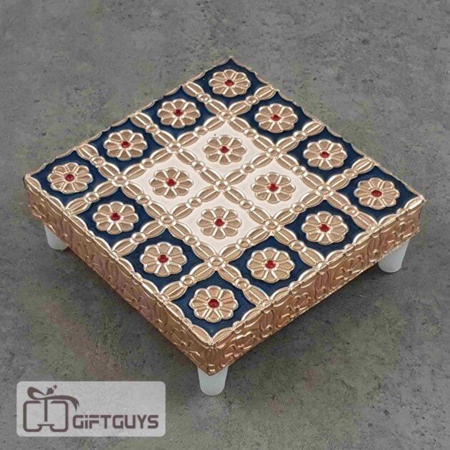 Copper Finished Blue Meenakari Bajoth 4 x 4