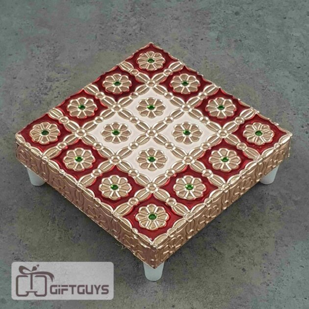 Copper Finished Red meenakari Bajoth 4 x 4