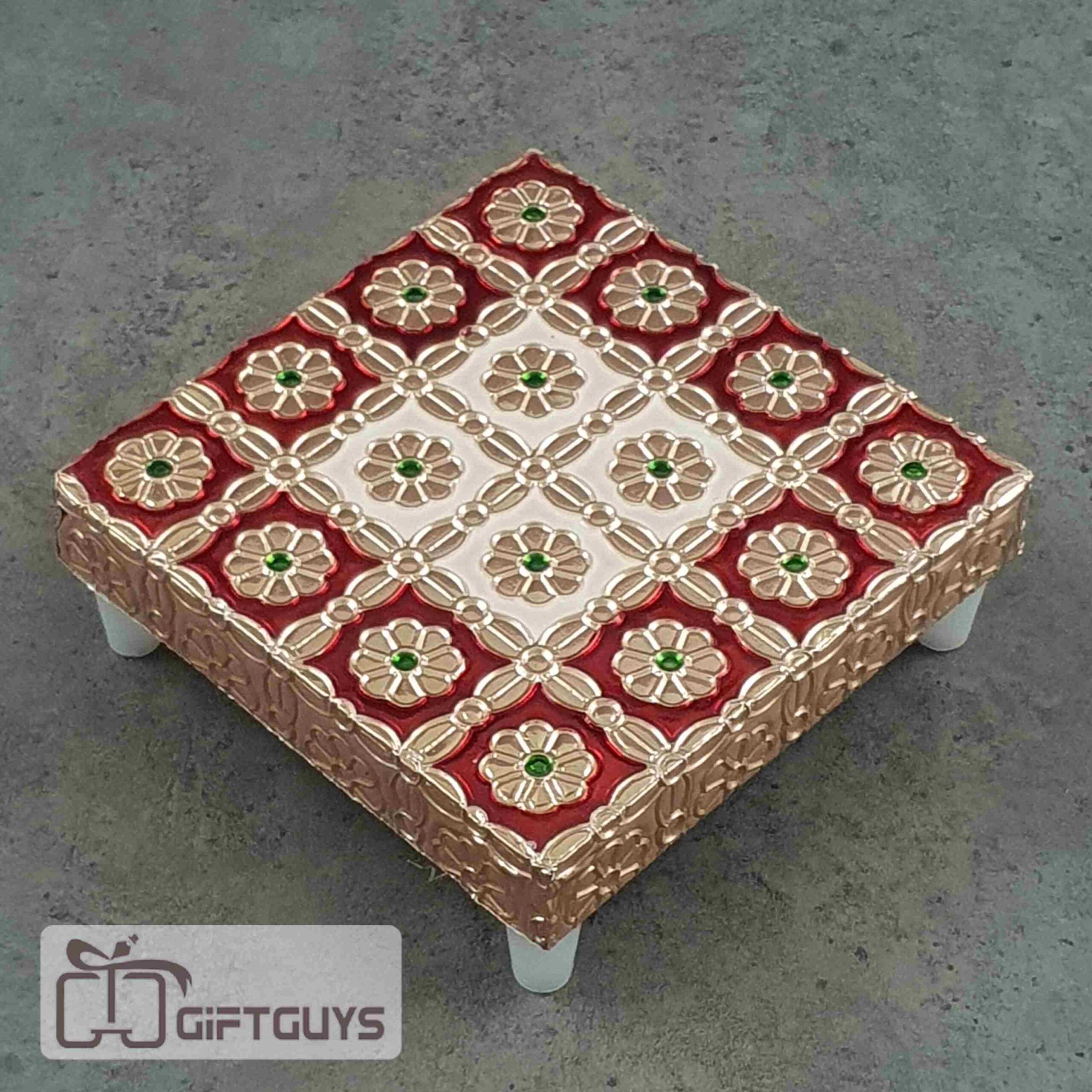 Copper Finished Red meenakari Bajoth 4 x 4