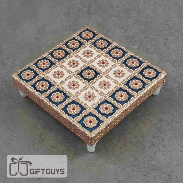 Copper Finished Blue Meenakari Bajoth 5 x 5