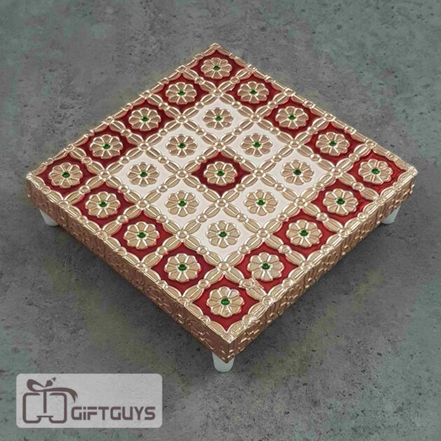 Copper Finished Red Meenakari Bajoth 5 x 5