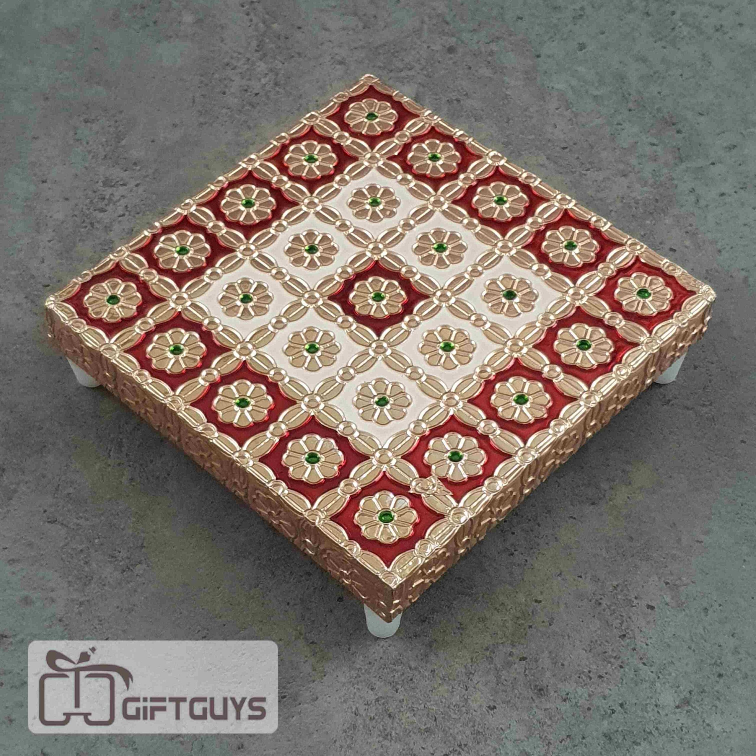 Copper Finished Red Meenakari Bajoth 5 x 5