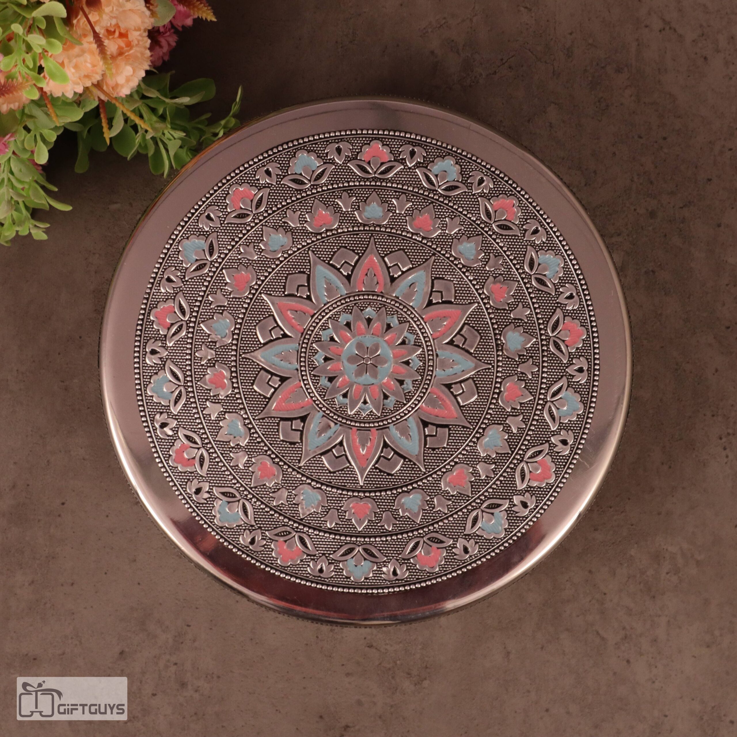 Premium Meenakari Steel Box 8″ x 2.75″ | Handcrafted Floral Enamel Storage Container - Image 2