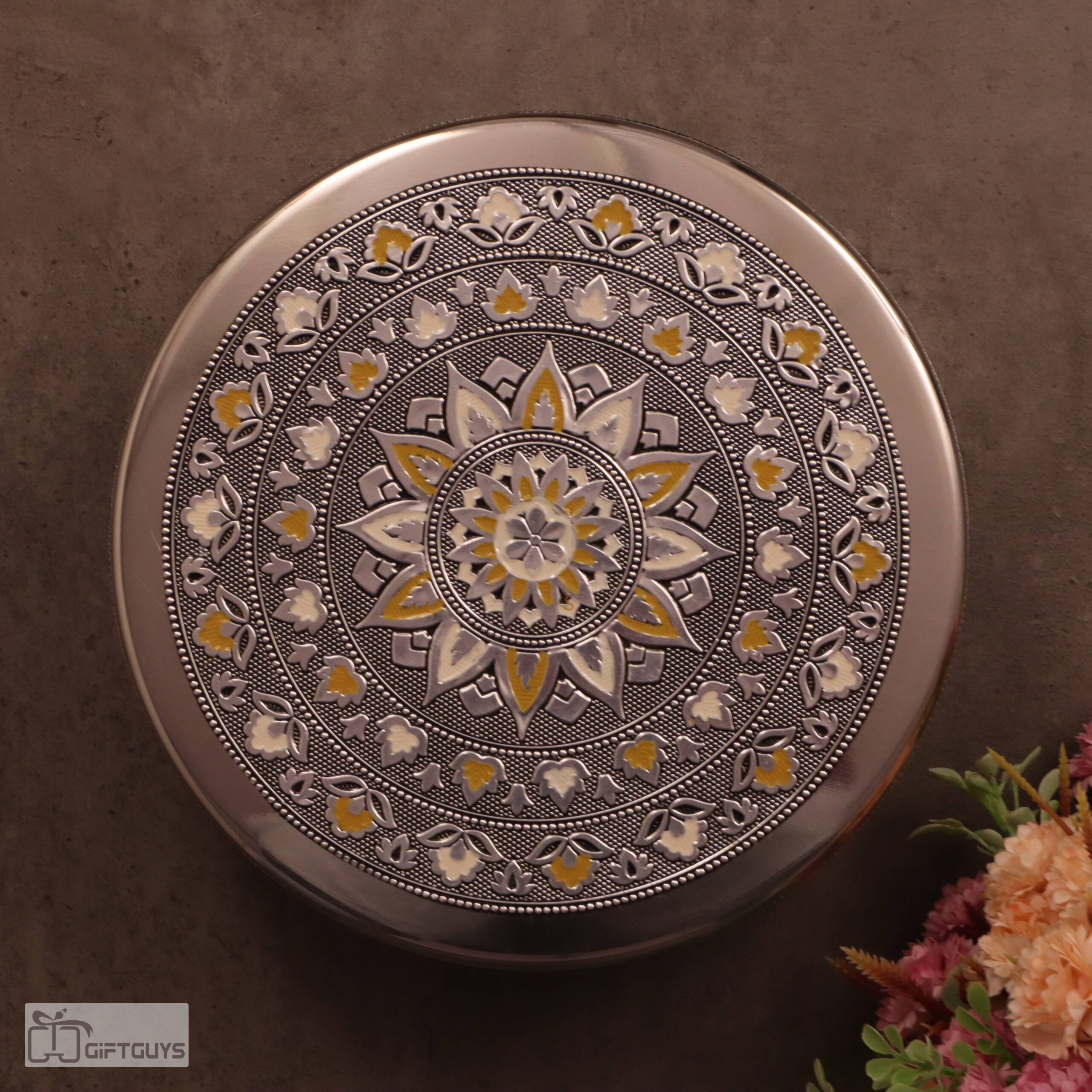 Premium Meenakari Steel Box 8″ x 2.75″ | Handcrafted Floral Enamel Storage Container - Image 2