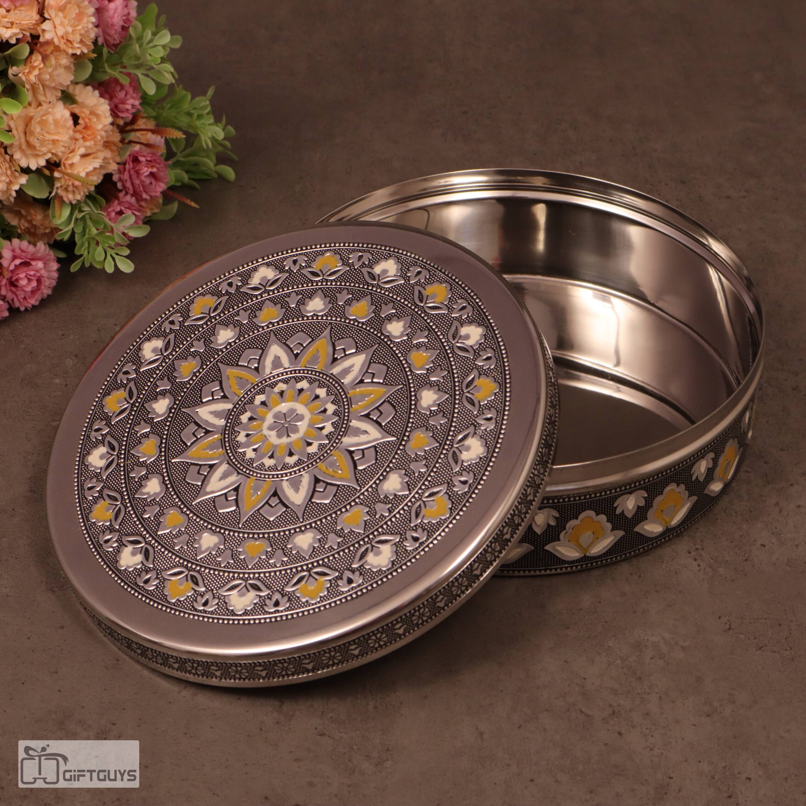 Premium Meenakari Steel Box 8″ x 2.75″ | Handcrafted Floral Enamel Storage Container - Image 3