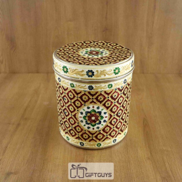 Meenakari Worked SS Container 8 inch