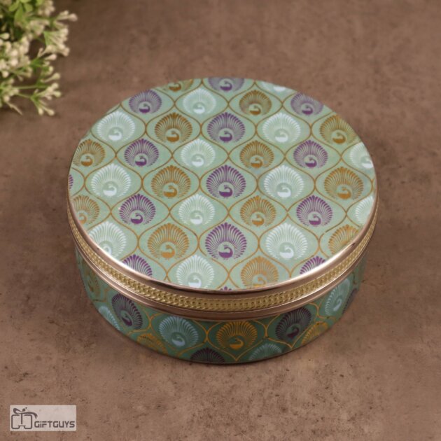 Pichwai Design Decorative Steel Box – 6x2.5 Inch | Gift & Storage Tin