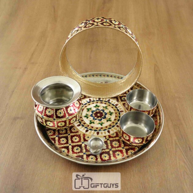 Meenakari Karvachauth Pooja Thali Set