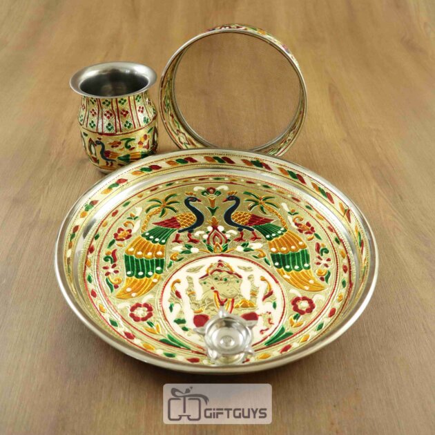 Meenakari Karvachauth Pooja Thali Set