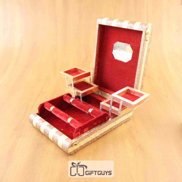 Designer Wooden Antique Dual Bangle Holder Box – Velvet Lined