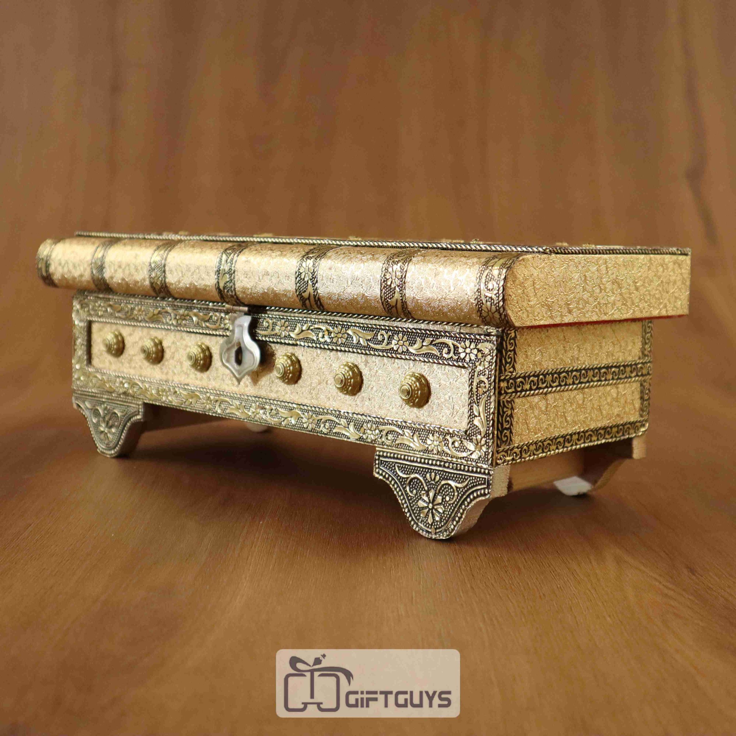 Vintage-Style Wooden Jewelry Sandook Box with Velvet Tray – 13 X 5 Inch - Image 2