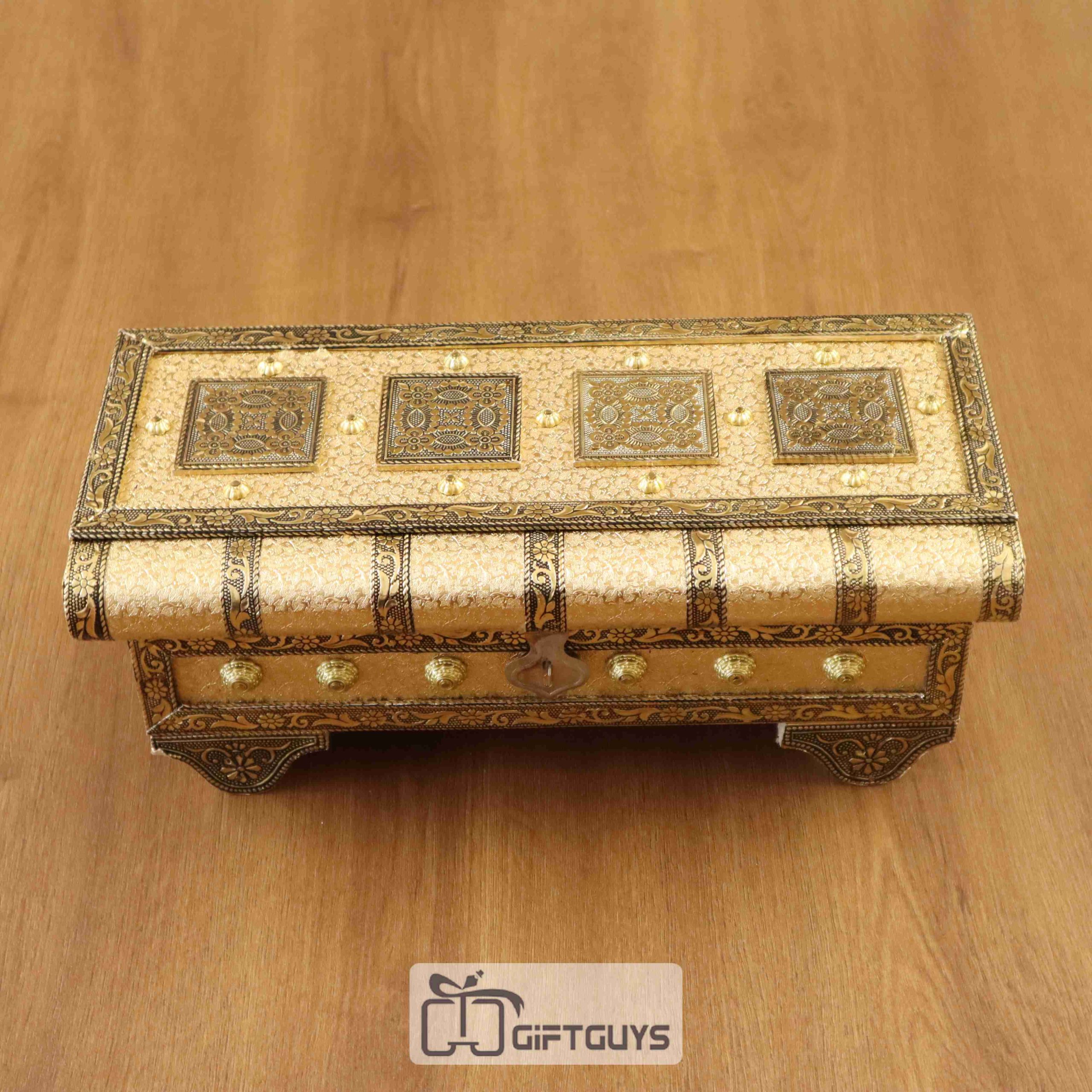 Vintage-Style Wooden Jewelry Sandook Box with Velvet Tray – 13 X 5 Inch - Image 3