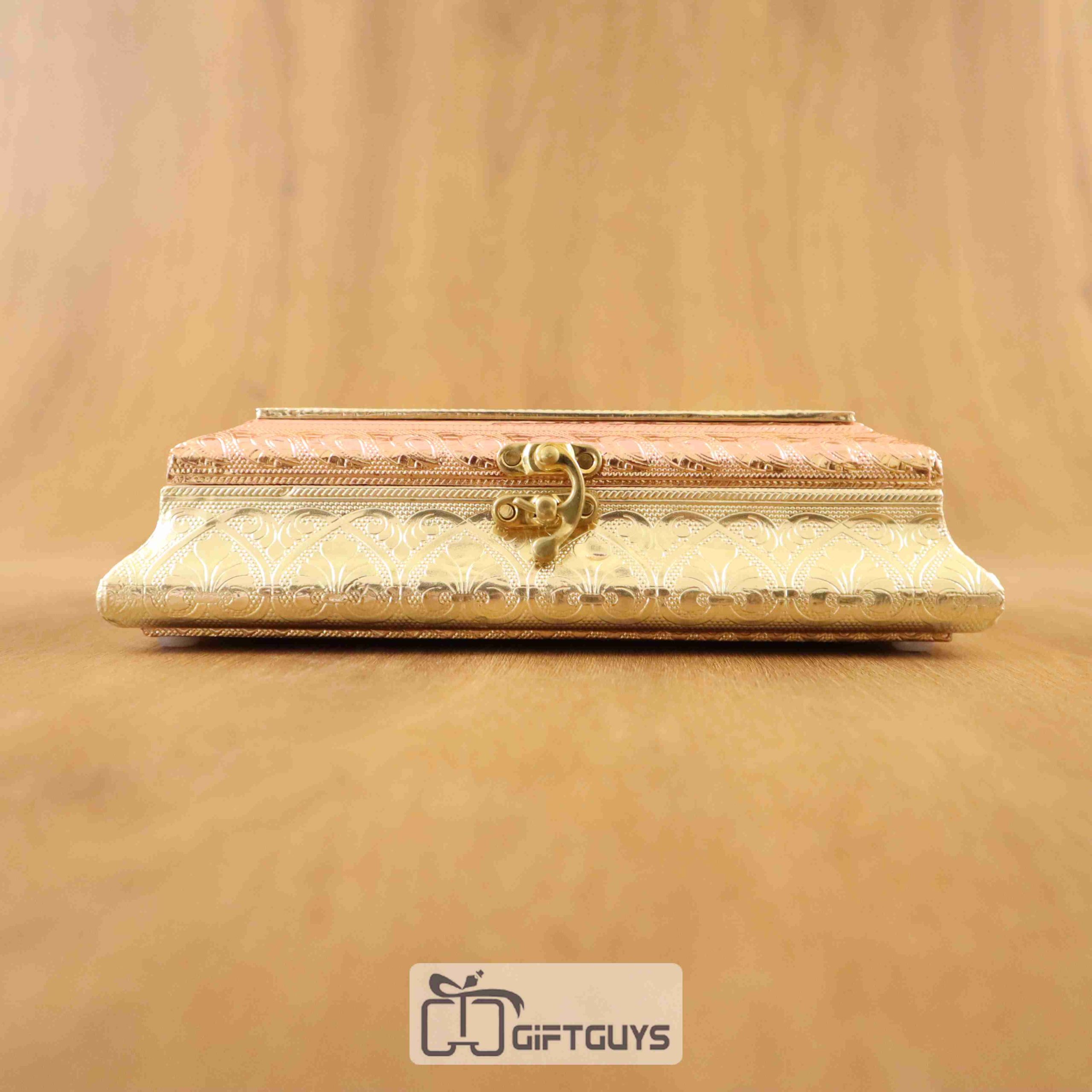 Embossed Rose Gold Dry Fruit Box with 4 Partitions – Decorative Gifting Box - Image 4