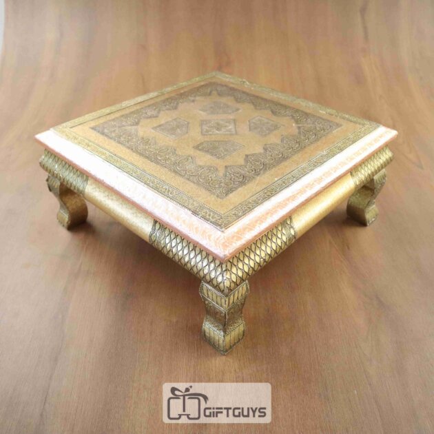 Wooden Handicrafted Pooja Chowki 12 X 12 inch