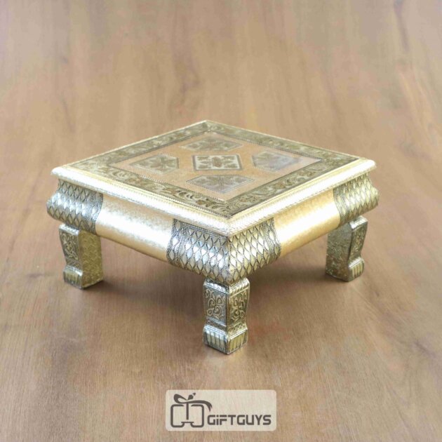 Wooden Handicrafted Pooja Chowki 10 X 10 inch