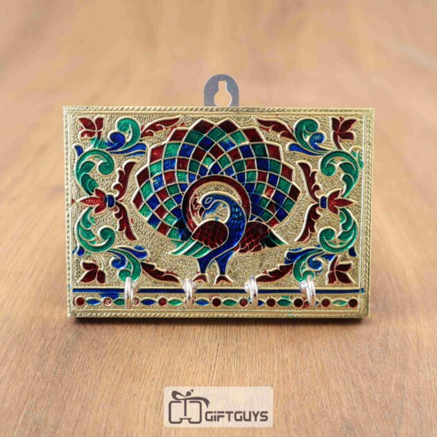 Key Hanger Meenaakri Peacock Design - 5 x 3.5 inch