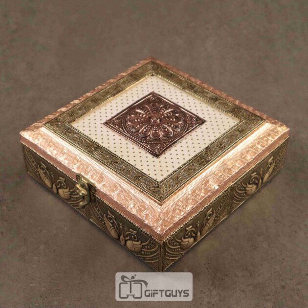 Antique Floral Embossed Dry Fruit Box – Premium Rosegold-Gold Finish