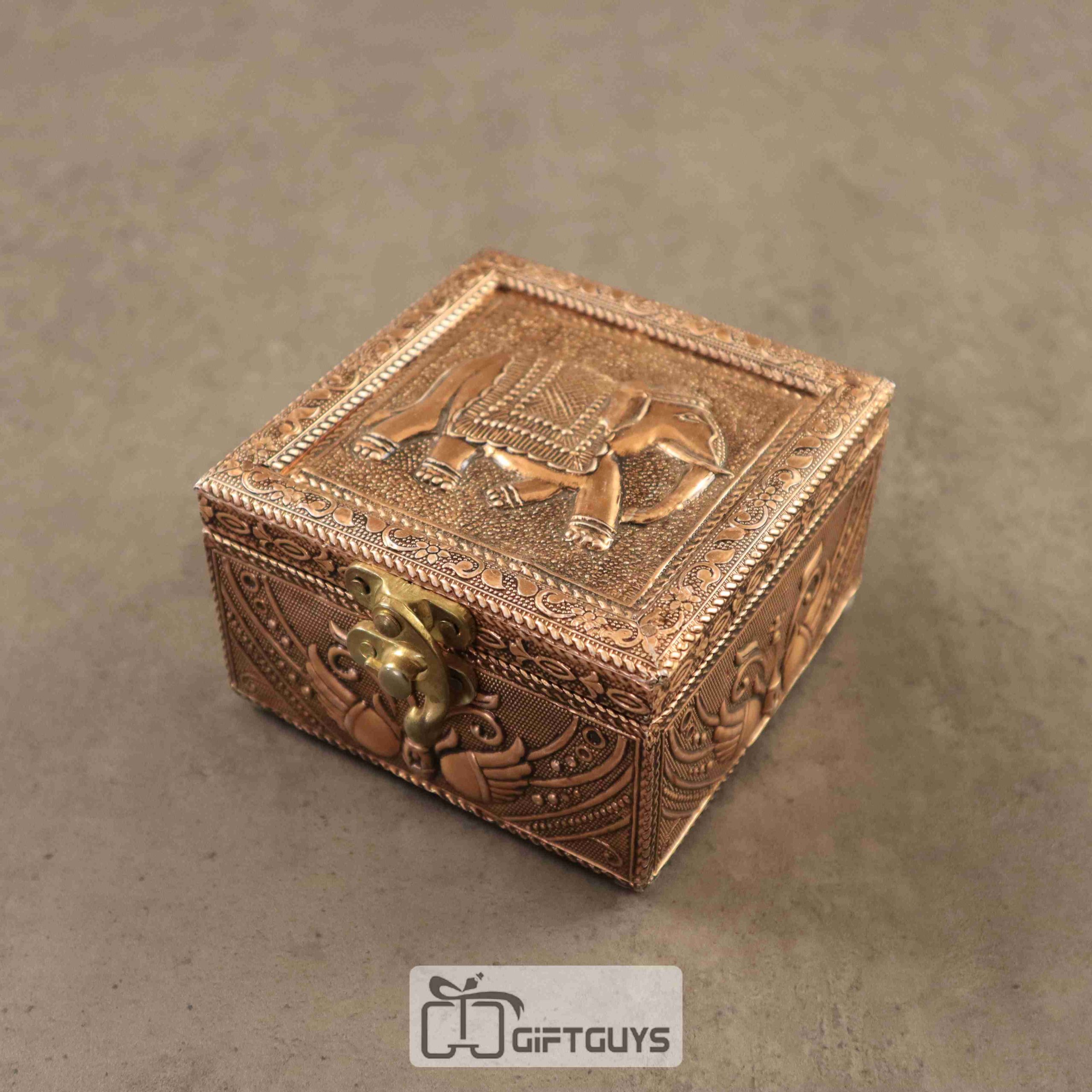 Antique Wooden Elephant Design Jewelry Box – Velvet Lined Gift Box by GiftGuys