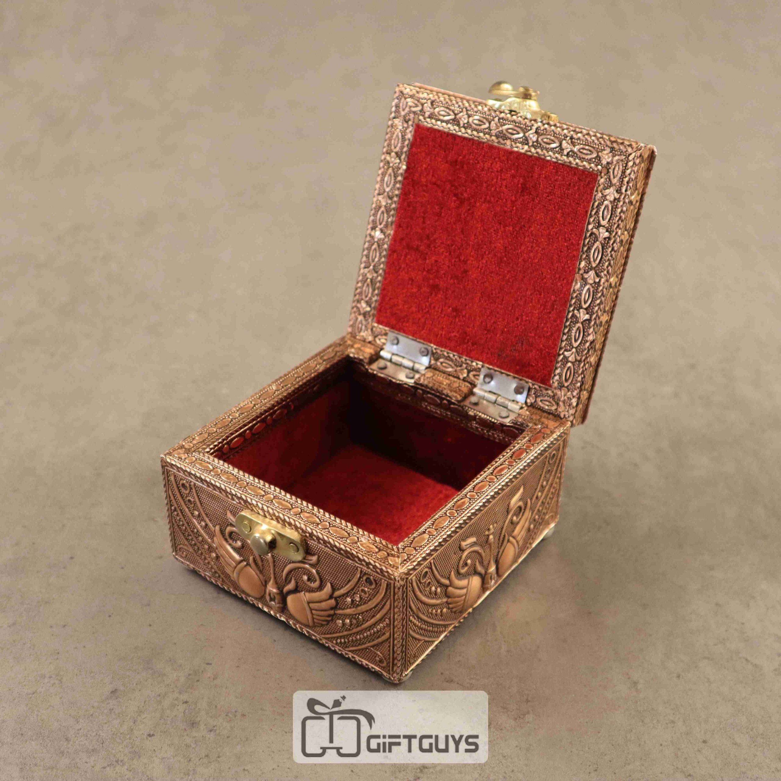 Antique Wooden Elephant Design Jewelry Box – Velvet Lined Gift Box by GiftGuys - Image 3