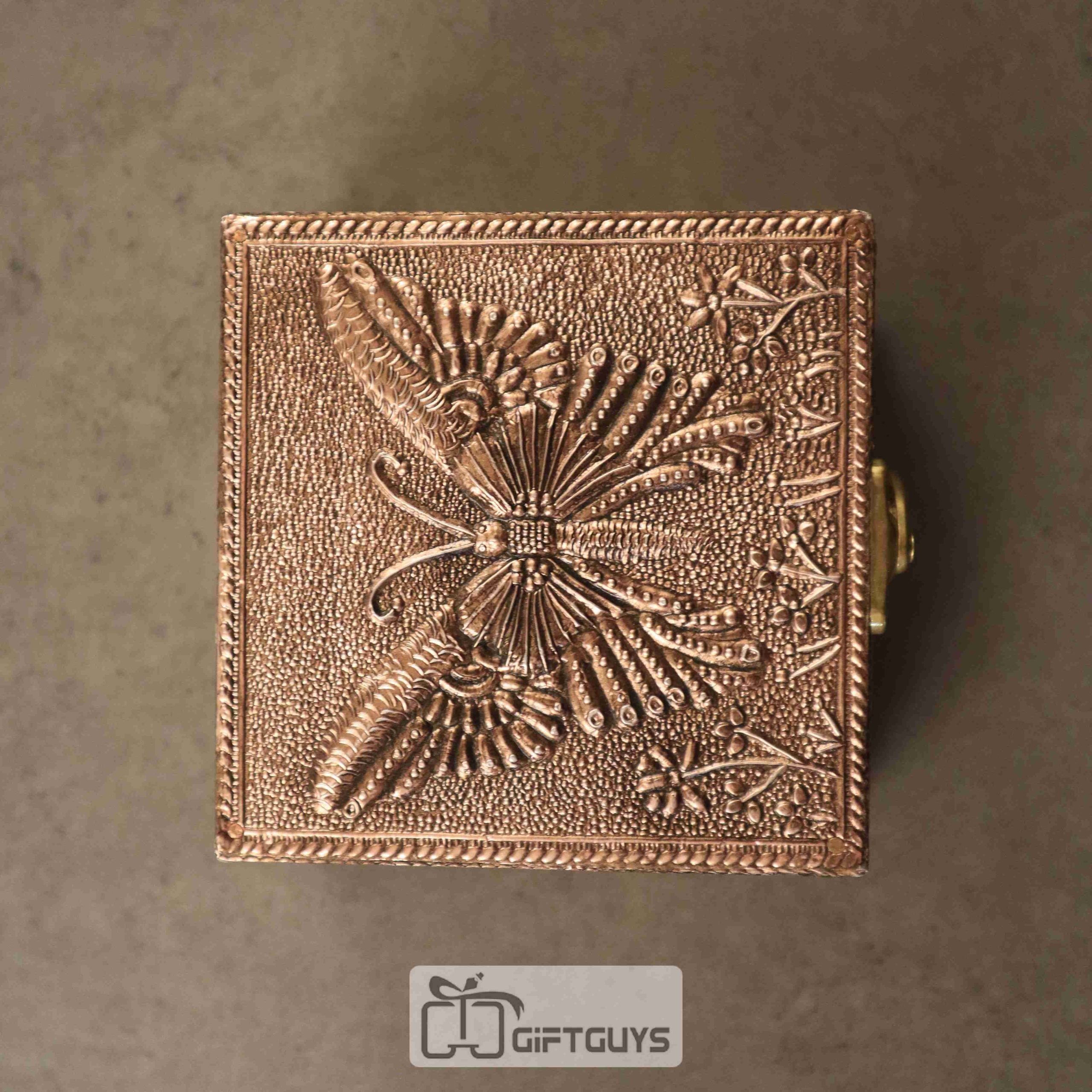 Antique Wooden Butterfly Design Jewelry Box – Velvet Lined Gift Box by GiftGuys - Image 2