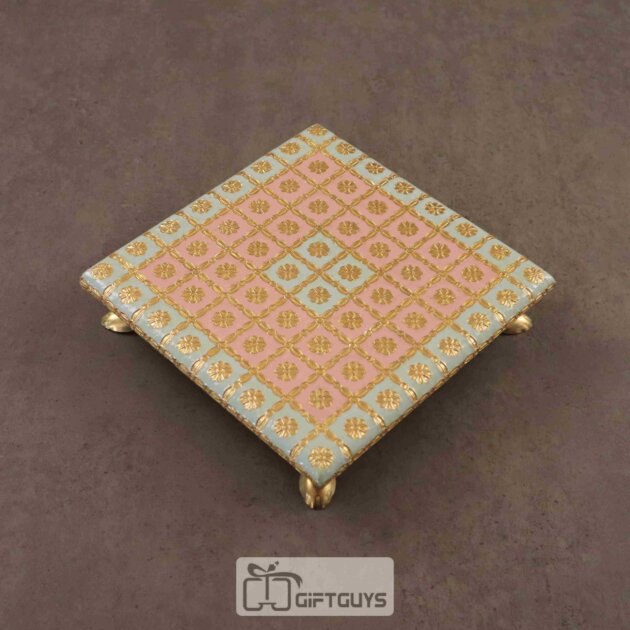Meenakari Bajoth Light Blue And Pink 8 x 8 Inch
