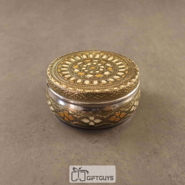 Handcrafted Meenakari Steel Box – 5 Inch Decorative Storage Container