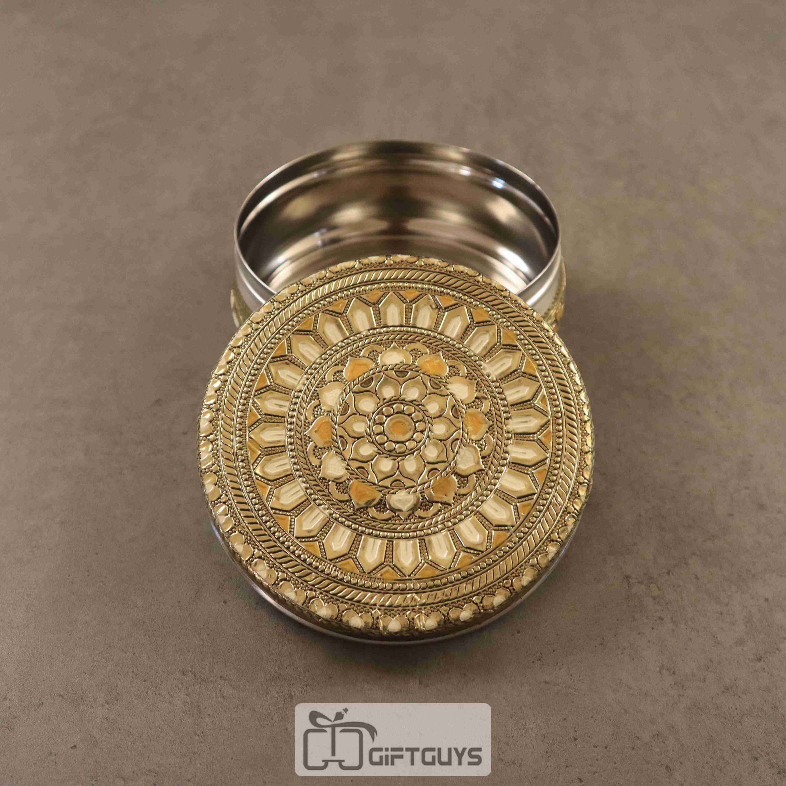 Handcrafted Meenakari Steel Box – 5 Inch Decorative Storage Container - Image 3