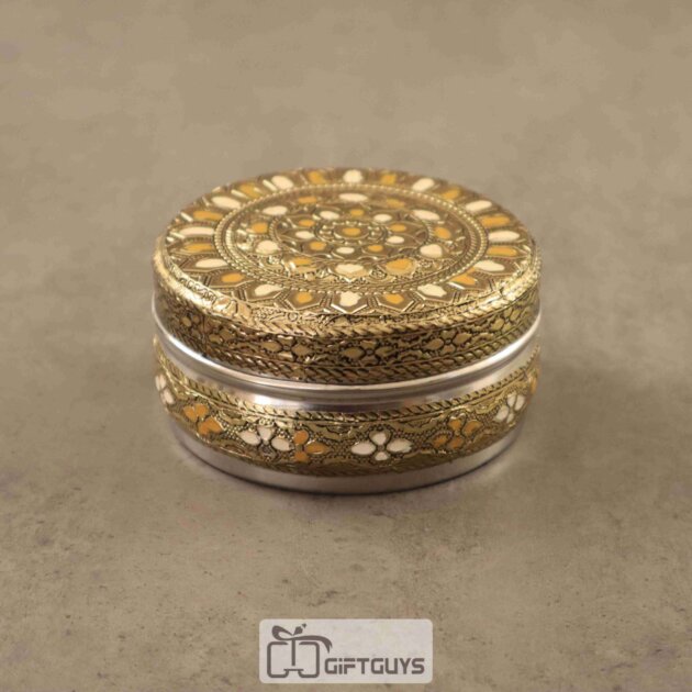 Handcrafted Meenakari Steel Box – 4 Inch Decorative Storage Container