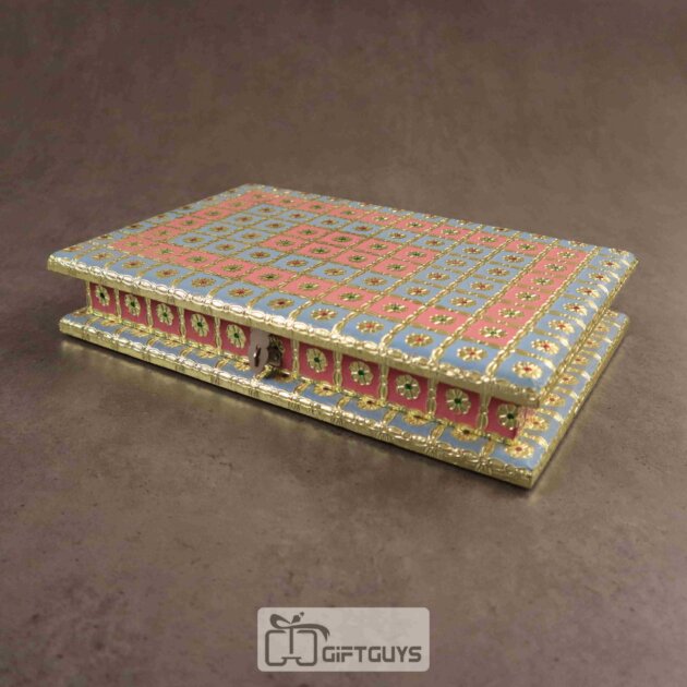 Wooden Meenakari Dry Fruit Box – 12x8 inch Decorative Storage Box