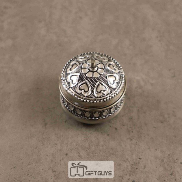 Silver Oxidised kumkum Holder