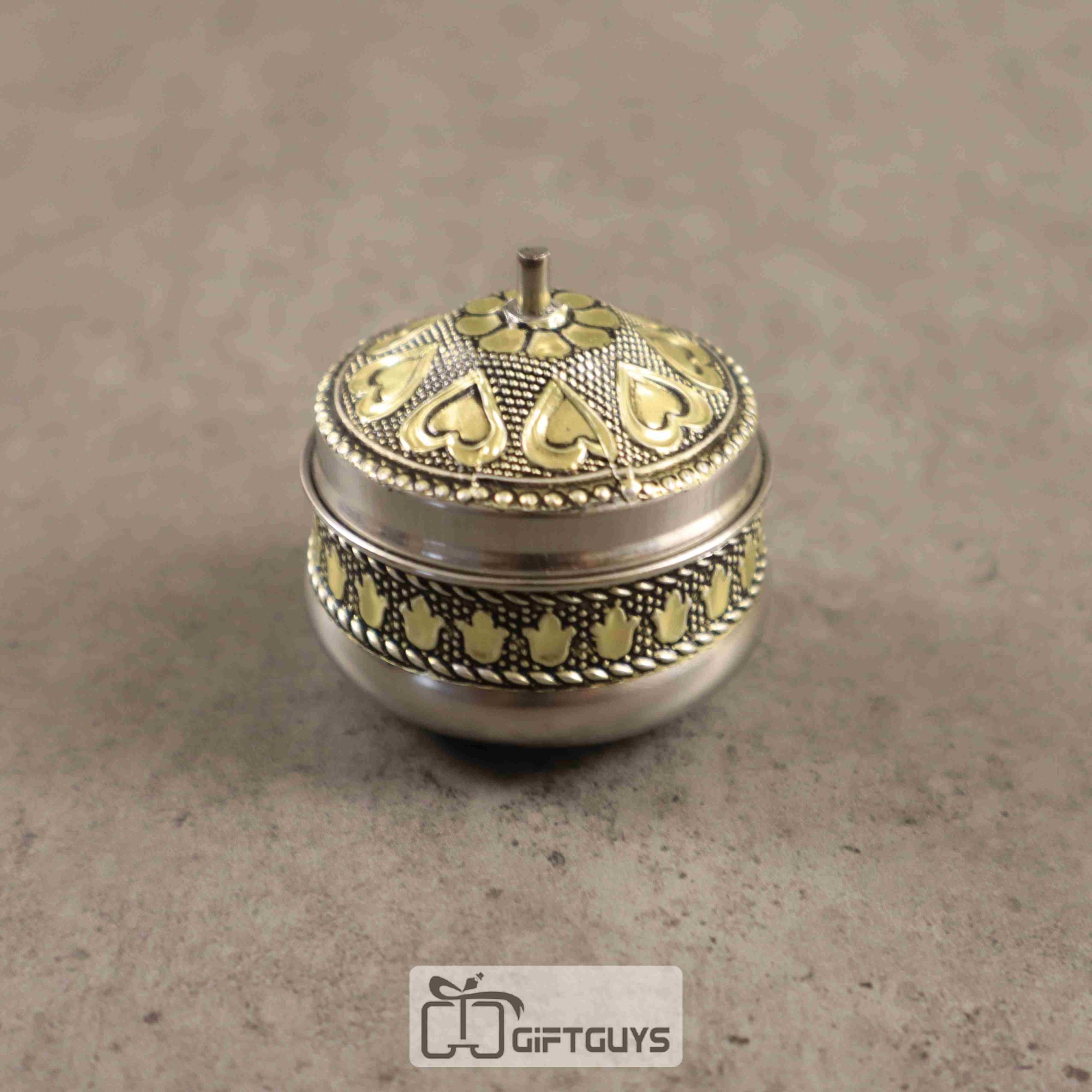Golden Oxidised Kumkum Holder