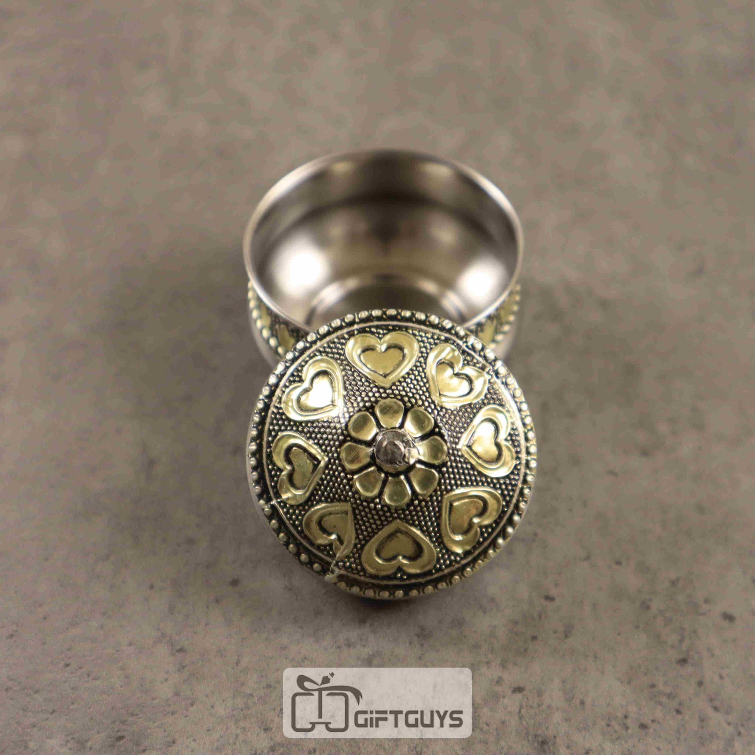 Golden Oxidised Kumkum Holder - Image 3