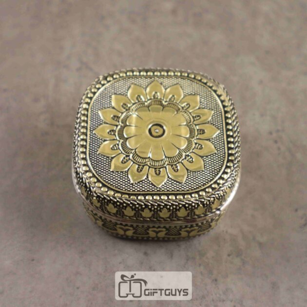 Golden Oxidised Small Size Storage Box 2.5 X 2.5 inch