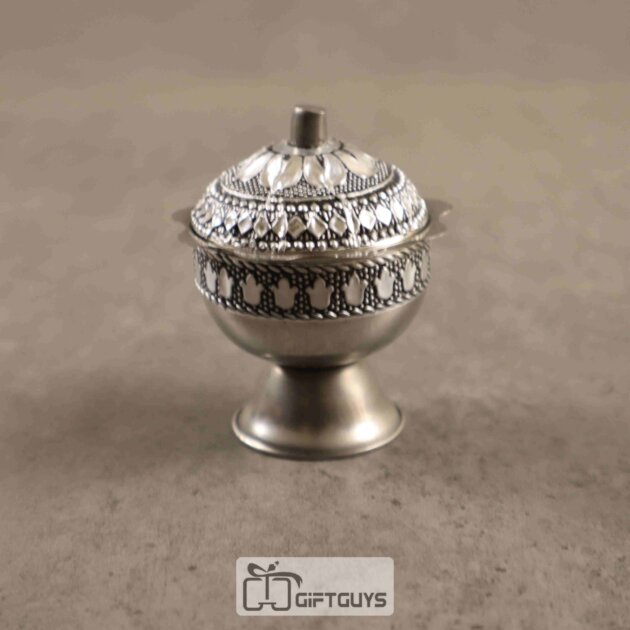 Silver Oxidised Kumkum Box 2 inch