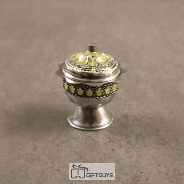 Golden Oxidised Kumkum Box 1.75 inch