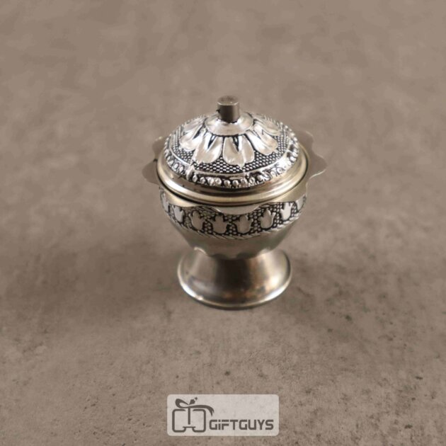 Silver Oxidised Kumkum Box 1.75 inch
