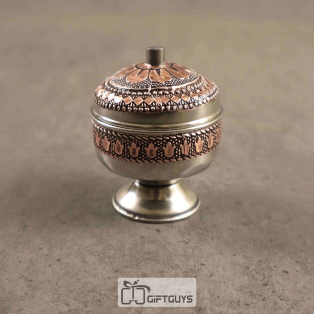Copper Oxidised Kumkum Box 2 inch