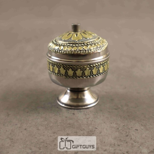 Golden Oxidised Kumkum Box 2 inch