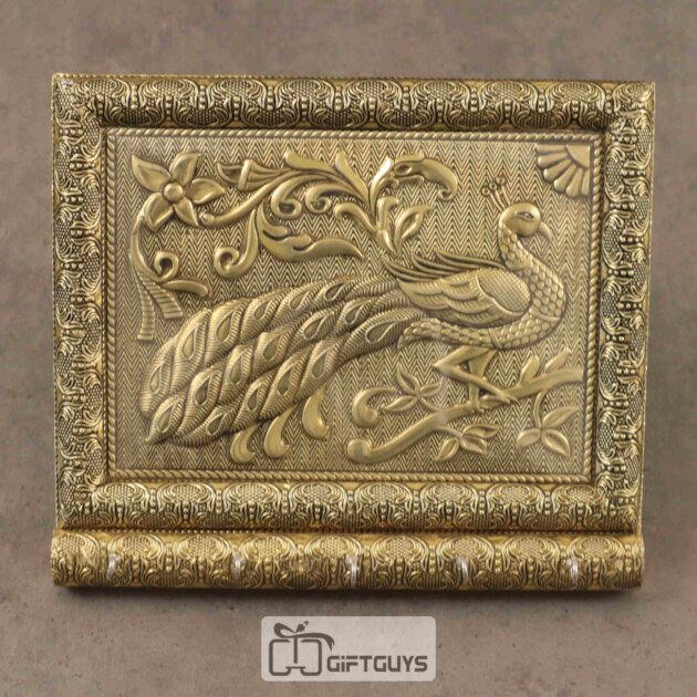 Wooden Oxidised Peacock Designed Key Hanger 9 X 8 inch