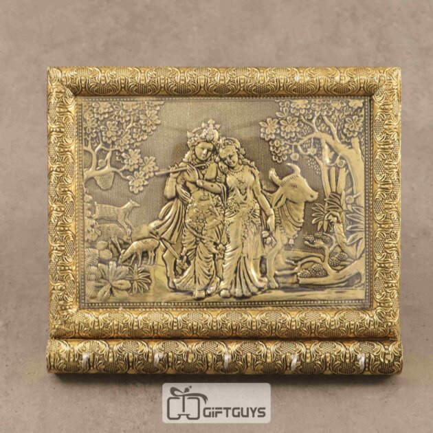 Wooden Oxidised Radhekrishna Designed Key Hanger 9 X 8 inch