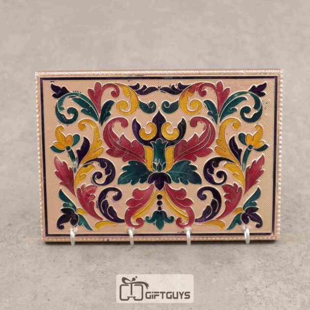 Key Hanger Copper Meenakari Flower Design 7 X 5 Inch