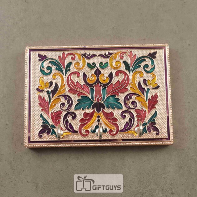 Key Hanger Copper Meenaakri Flower Design - 5 x 3.5 inch