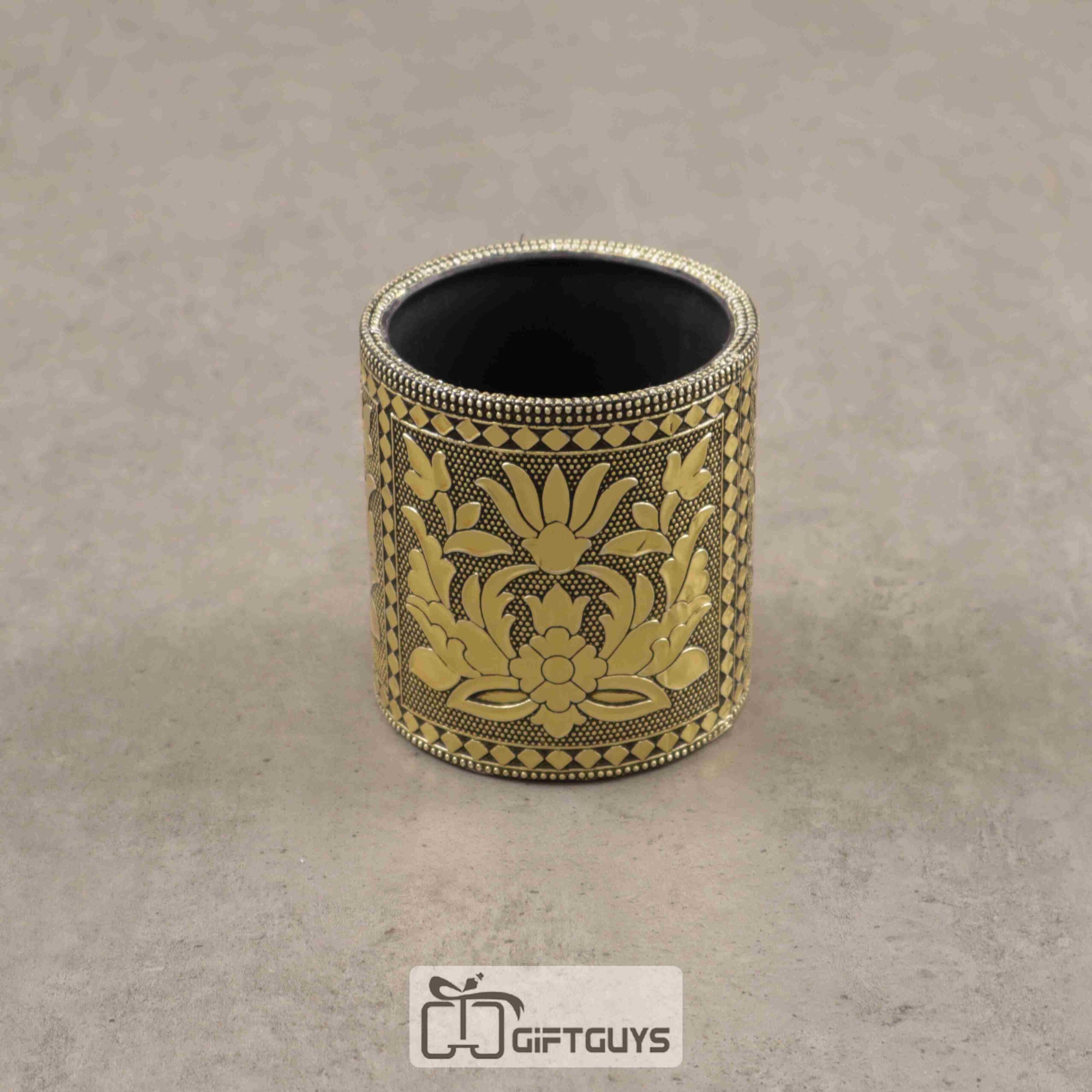 Pen Stand Golden Oxidised Flower Design