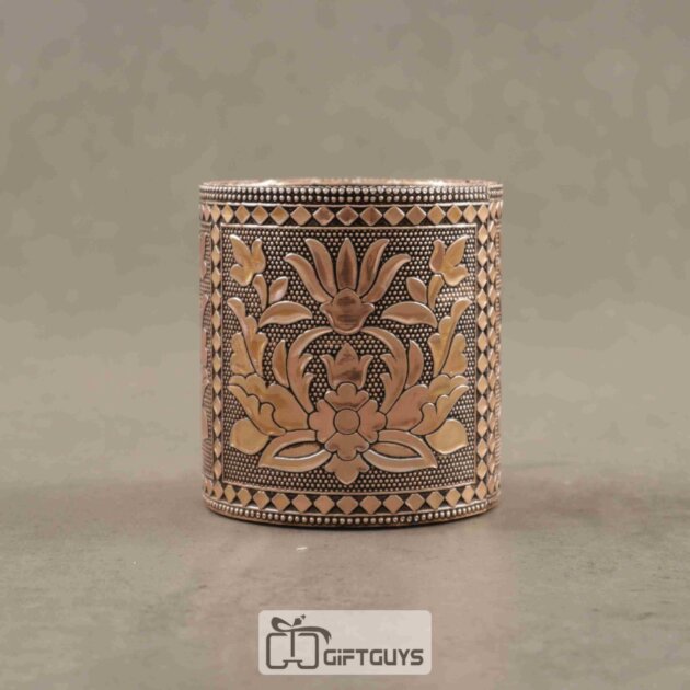 Pen Stand Copper Oxidised Flower Design